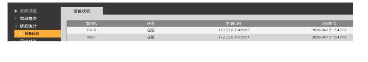 “狀態(tài)統(tǒng)計——設備狀態(tài)”查看“101-0”是否在線